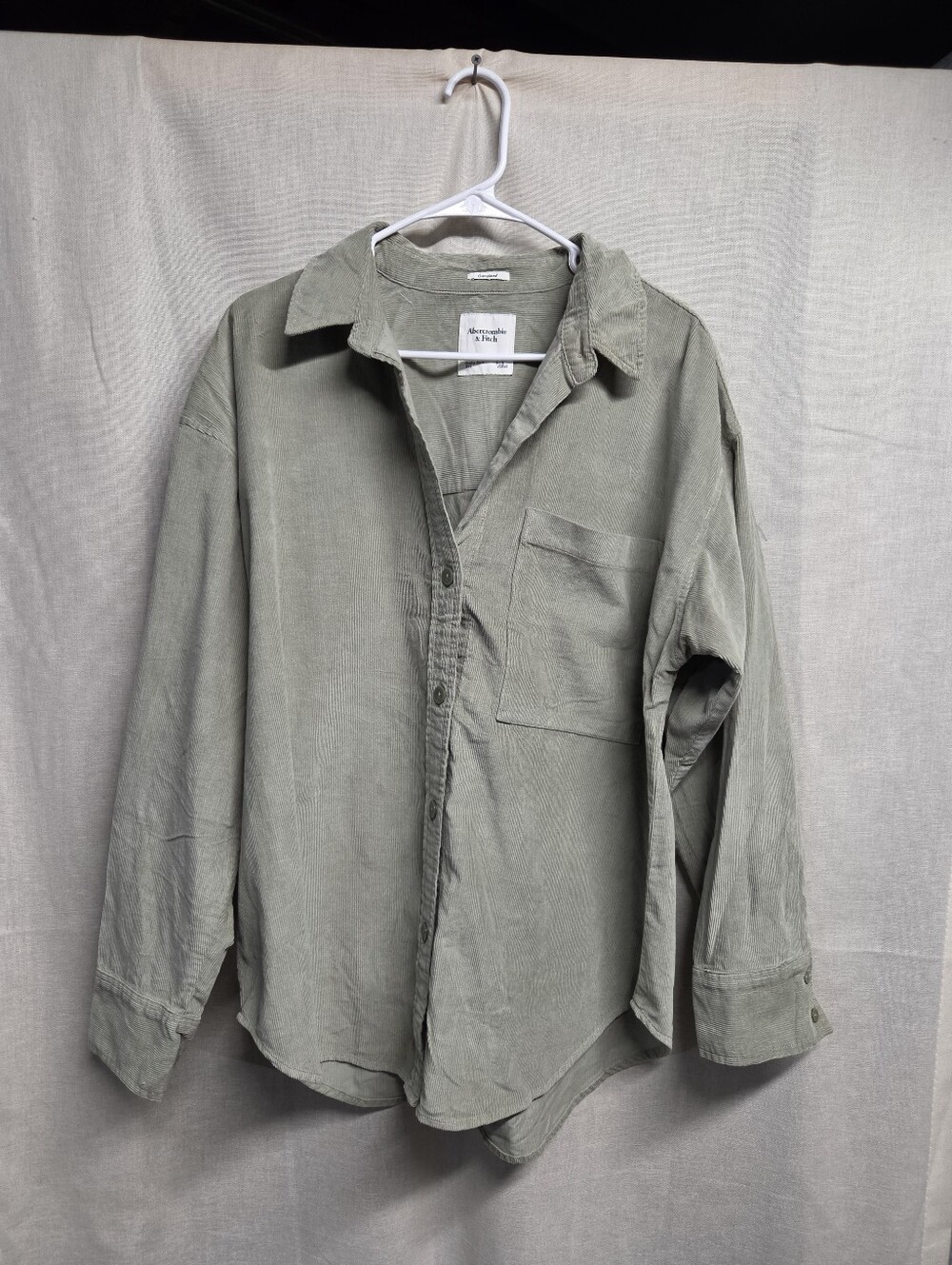 Abercrombie & Fitch Sage Green Corduroy Button-Down Shirt